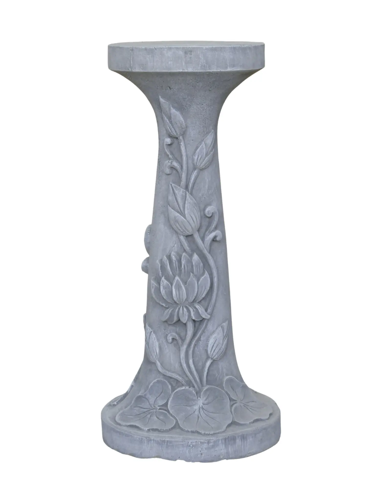  Product image 3 of the product “Rinjani - pedestal, tapered, with lotus motif, Ø 24cm, 52cm H | cast stone ”